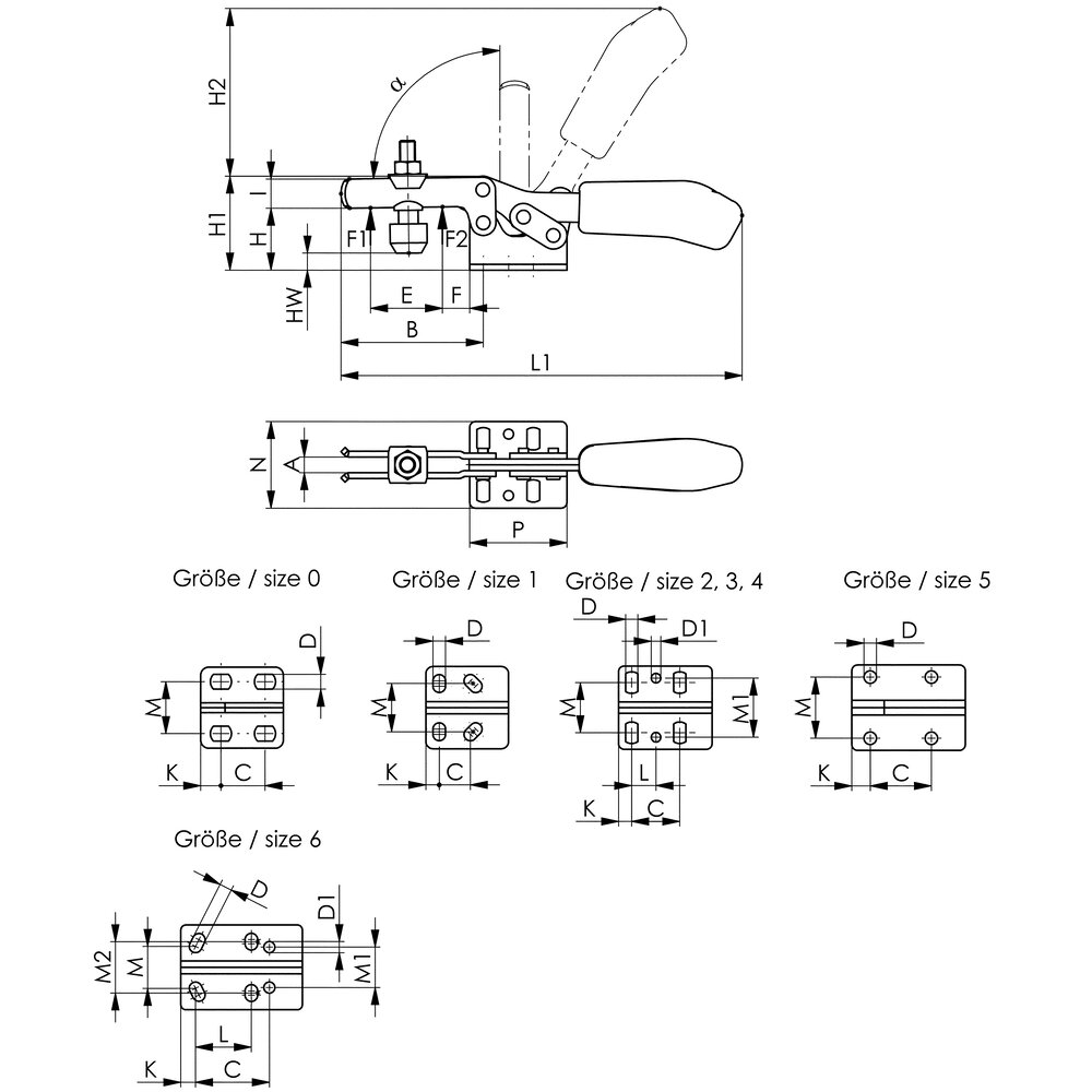 картинка Горизонтальный шарнирный зажим с красной ручкой АМF 93039 от магазина "Элит-инструмент"