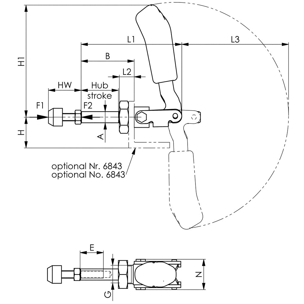 картинка Шарнирный зажим двухтактного типа с красной ручкой АМF 94334 от магазина "Элит-инструмент"
