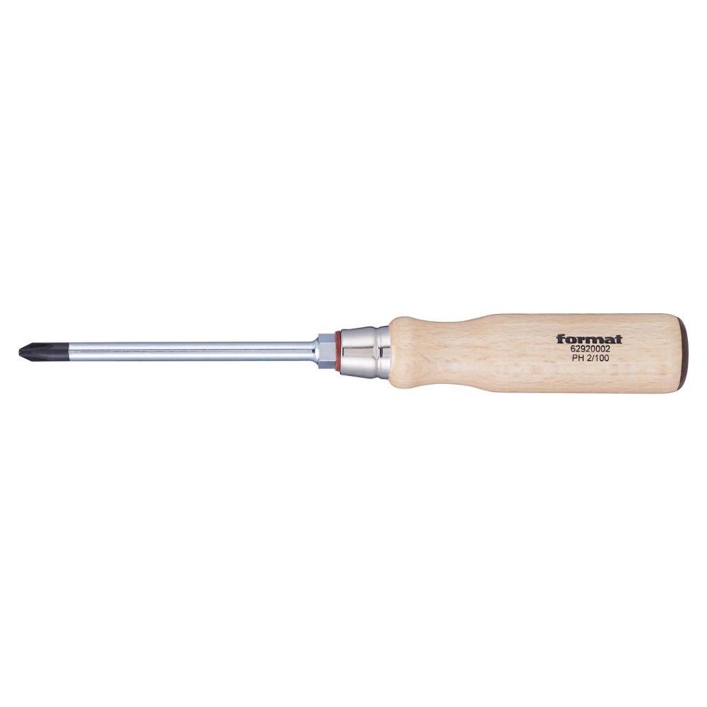 Отвертка Phillips с деревянной ручкой PH 2x100 мм (FORMAT 62920002)