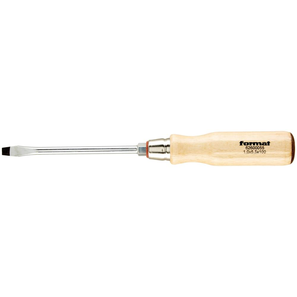 Отвертка с деревянной ручкой шлицем 5,5х1х100мм FORMAT 6260 0055 Fplus