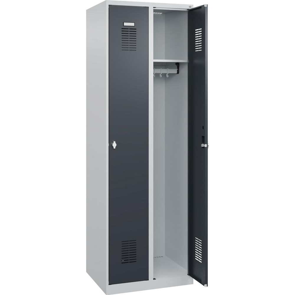 Гардероб BASIC Ш600хГ500хВ1850 мм RAL 7035/7016, 2 отделения 3037 2531 Fplus
