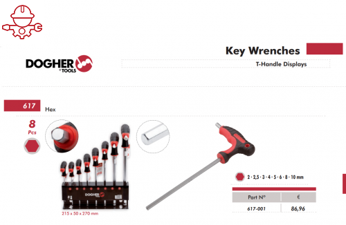 Набор Т-образных профессиональных шестигранных отверток DOGHER Ref 617-001