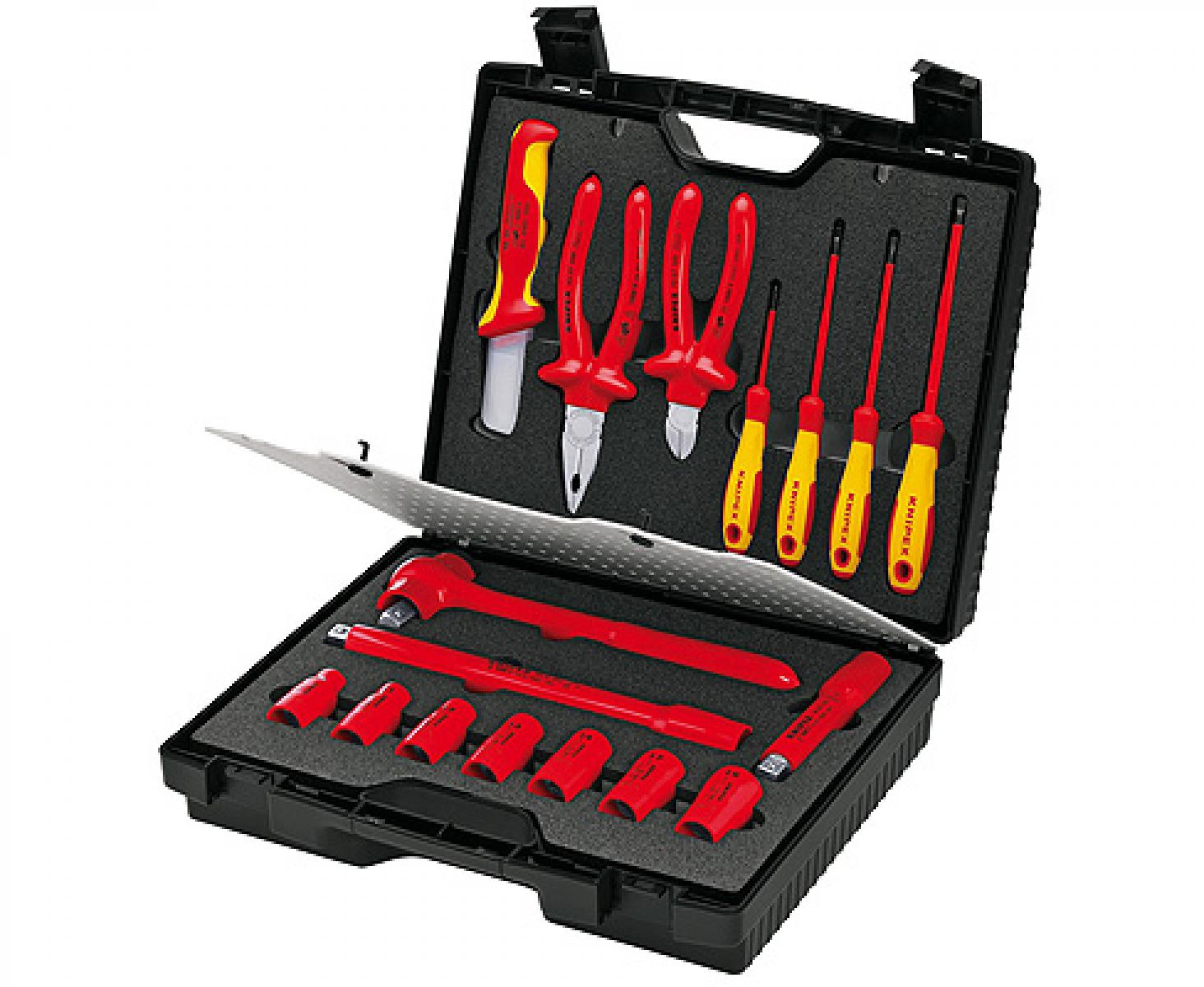 картинка Чемодан с 17 электроизолированными инструментами Knipex KN-989911 от магазина "Элит-инструмент"