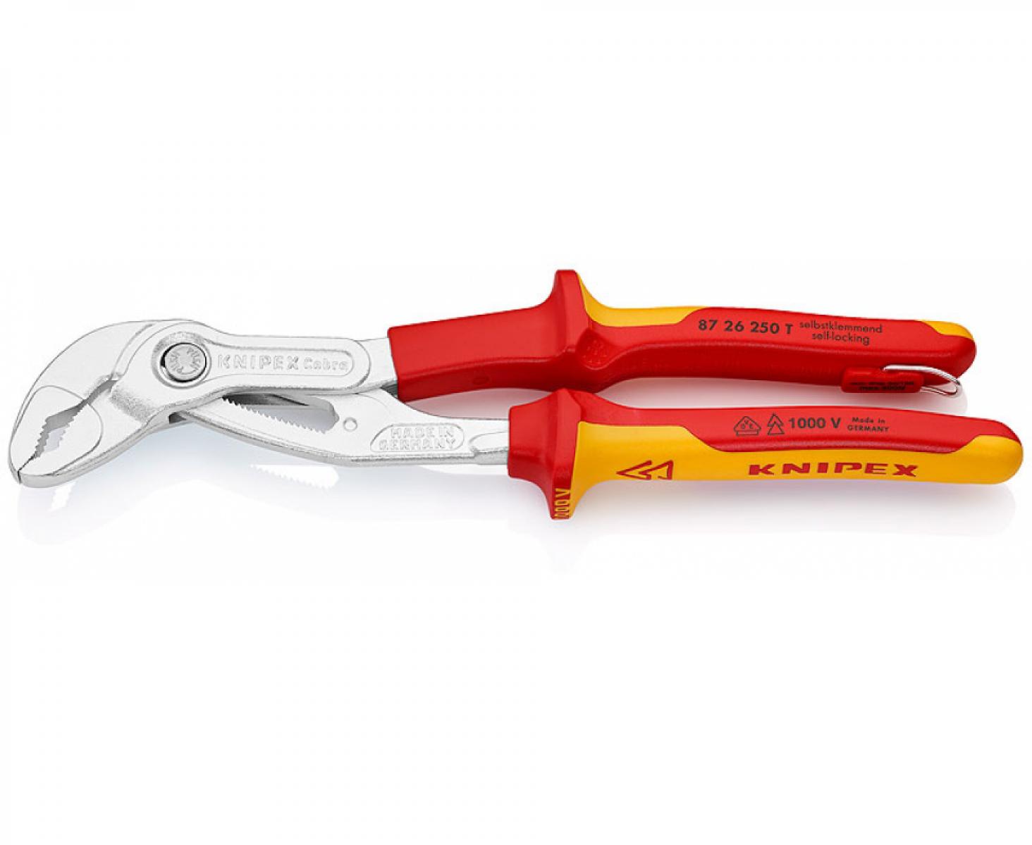 KNIPEX Cobra VDE высокотехнологичные сантехнические клещи, электроизолированные KN-8726250TBK со страховочным креплением