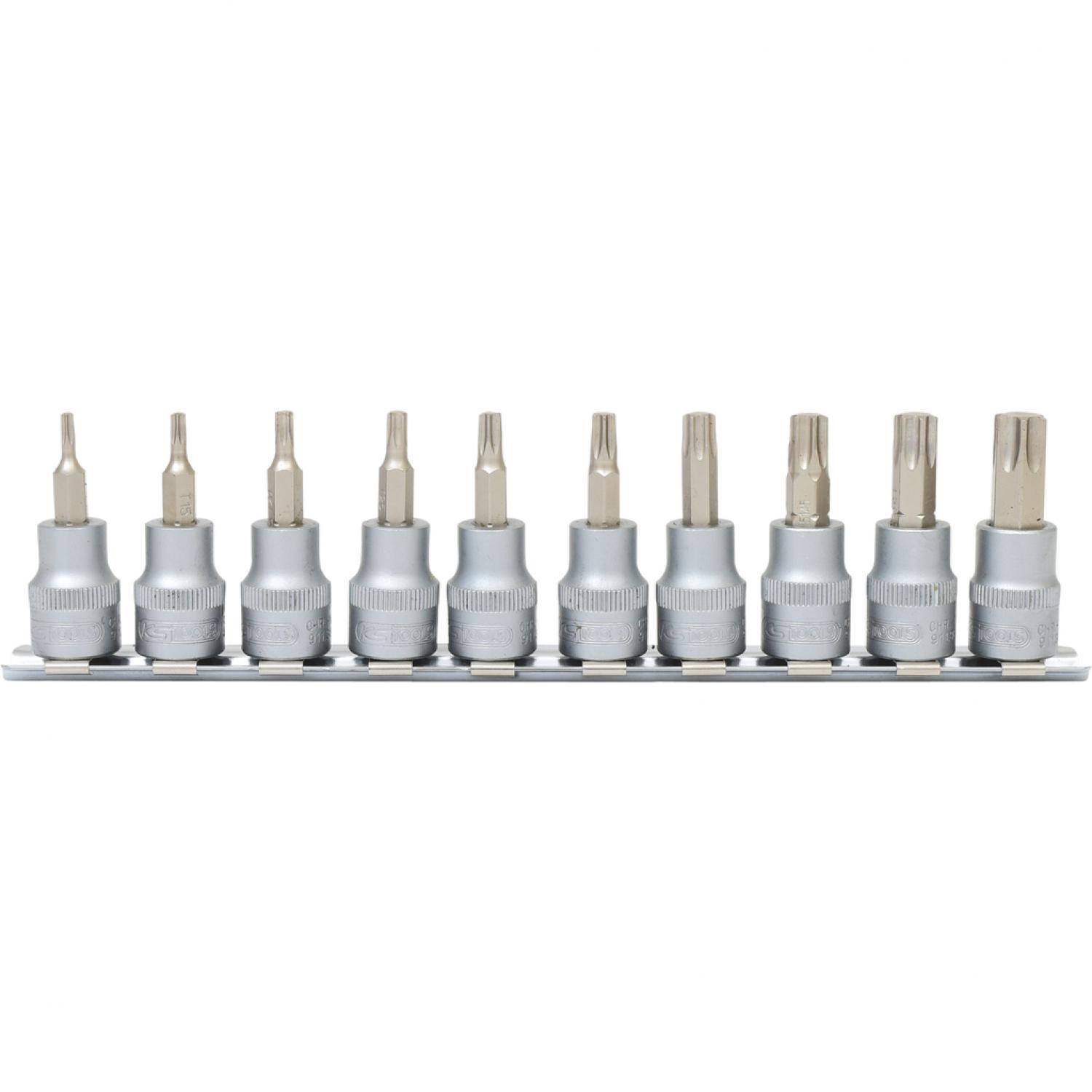 Комплект торцовых головок с профилем Torx с битами 3/8'', 10 шт, T10-T55