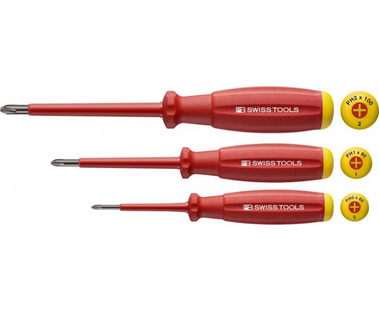 Набор крестовых диэлектрических отверток SwissGrip Phillips PB Swiss Tools PB 58548.CN 3 шт. в блистере