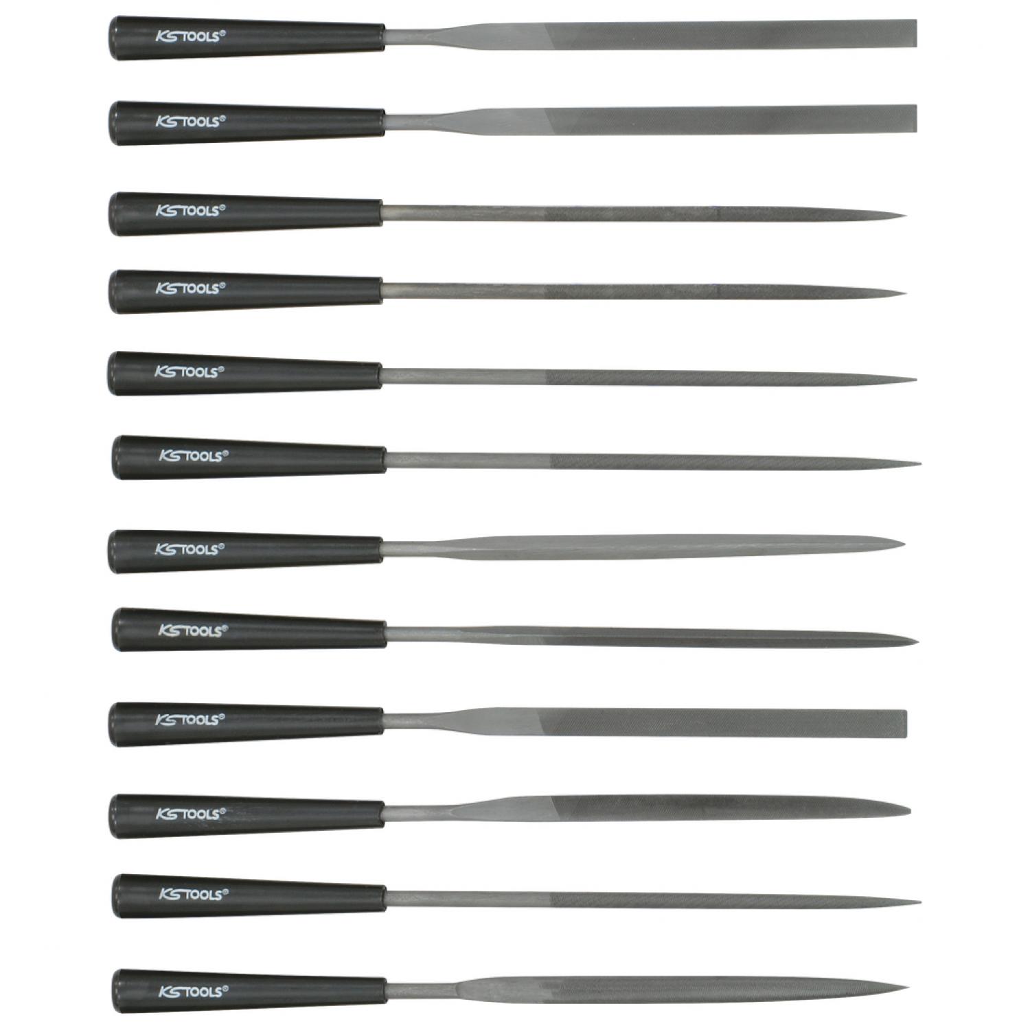 картинка Комплект надфилей с пластиковой рукояткой, 12 шт KSTools 140.3050 от магазина "Элит-инструмент"