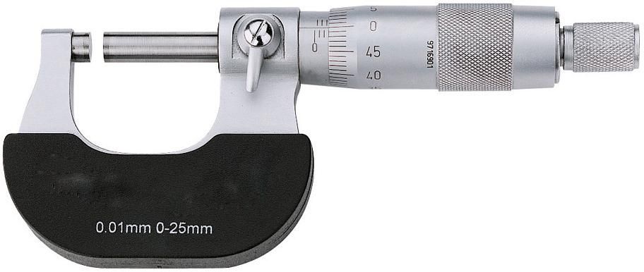 Внешний микрометр, FORTIS 4317784750363 (диапазон измерения - 50–75 мм / шпиндель ø - 6,5 мм / шаг шпинделя - 0,5 мм / барабан ø - 17 мм / чтение - 0,01 мм)