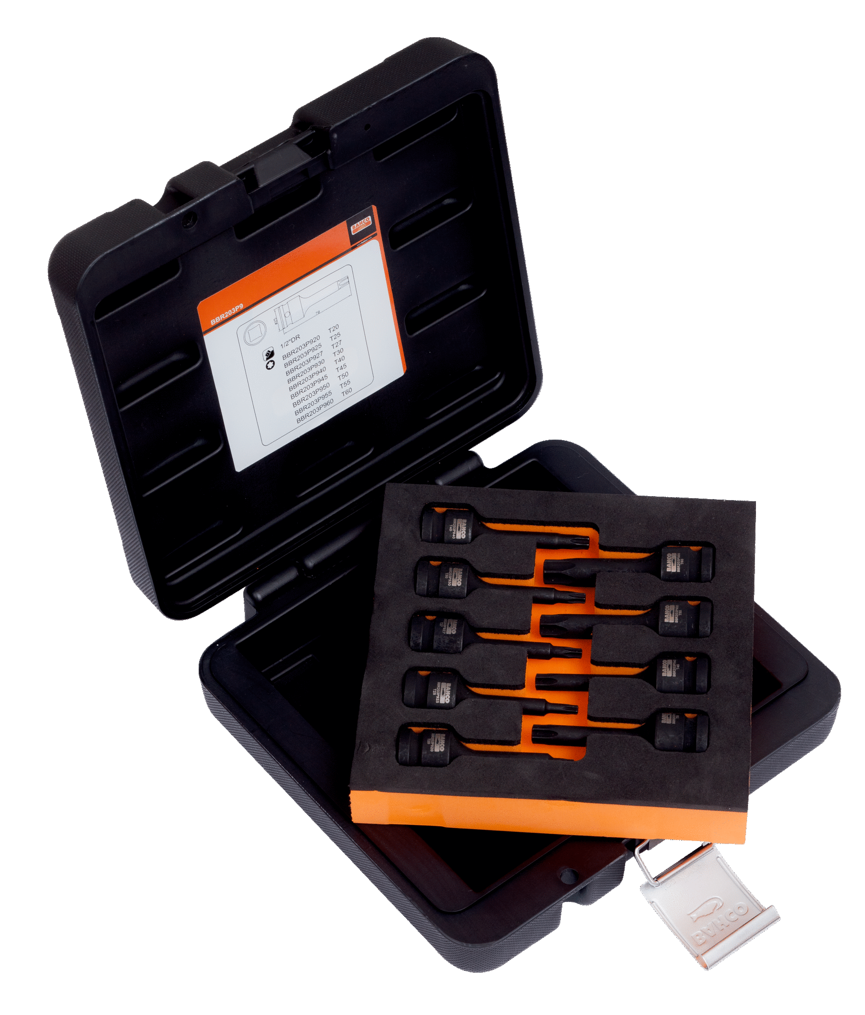 1/2"Набор ударных торцевых головок под винты TORX®. 9 шт BAHCO BBR203P9