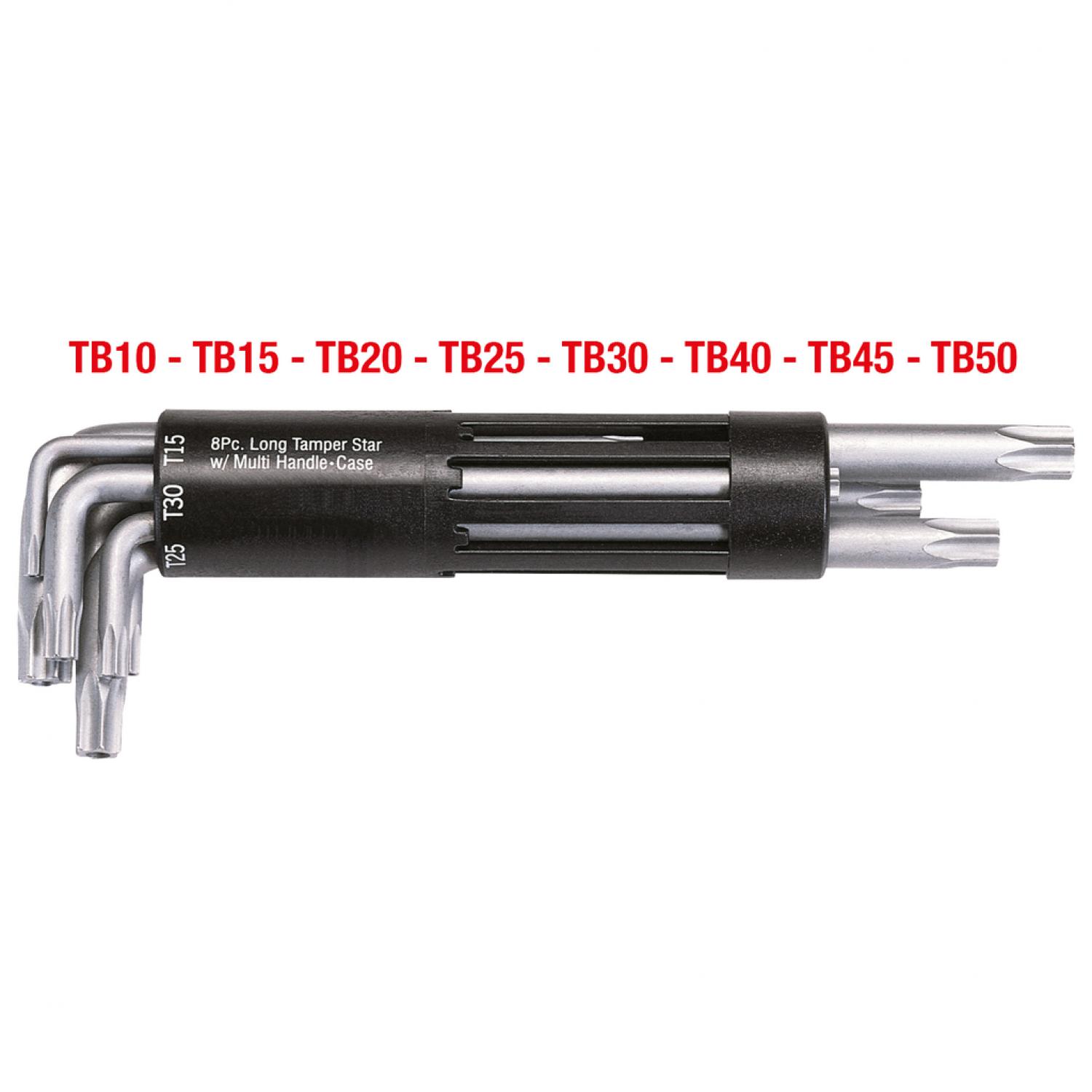 Комплект угловых штифтовых ключей с профилем Torx и отверстием 3 в 1, 8 шт, длинных