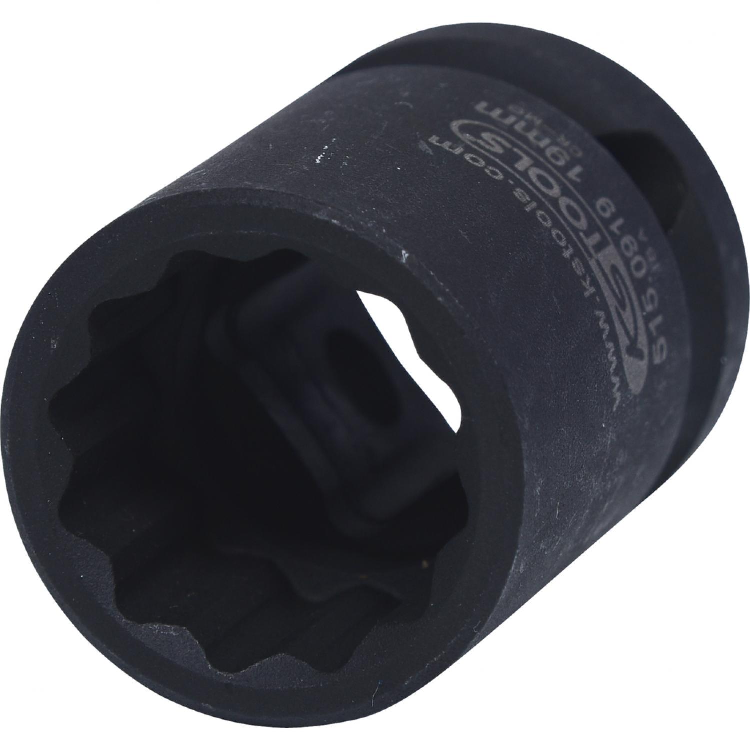12-гранная силовая торцовая головка 1/2", короткая, 19 мм подвеска