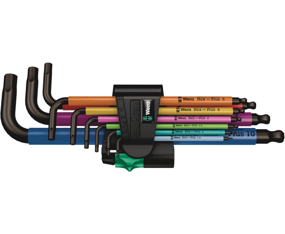 картинка Набор Г-образных ключей, метрических, Wera 950 SPKL/9 SM N Multicolour BlackLaser WE-022089 от магазина "Элит-инструмент"