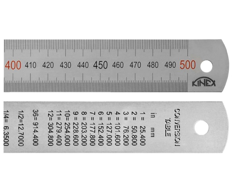 Линейка из стали Kinex 1022-02-050 цветная шкала 500 мм