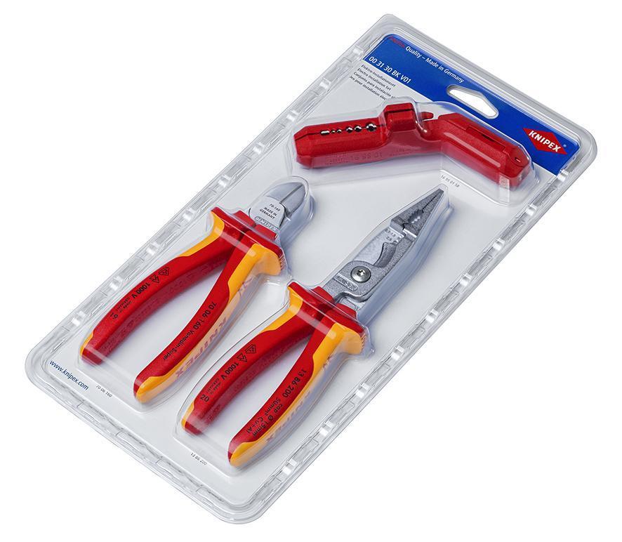 картинка Knipex 003130 BK V01 Набор плоскогубцев для электроустановок VDE, 3 предмета от магазина "Элит-инструмент"