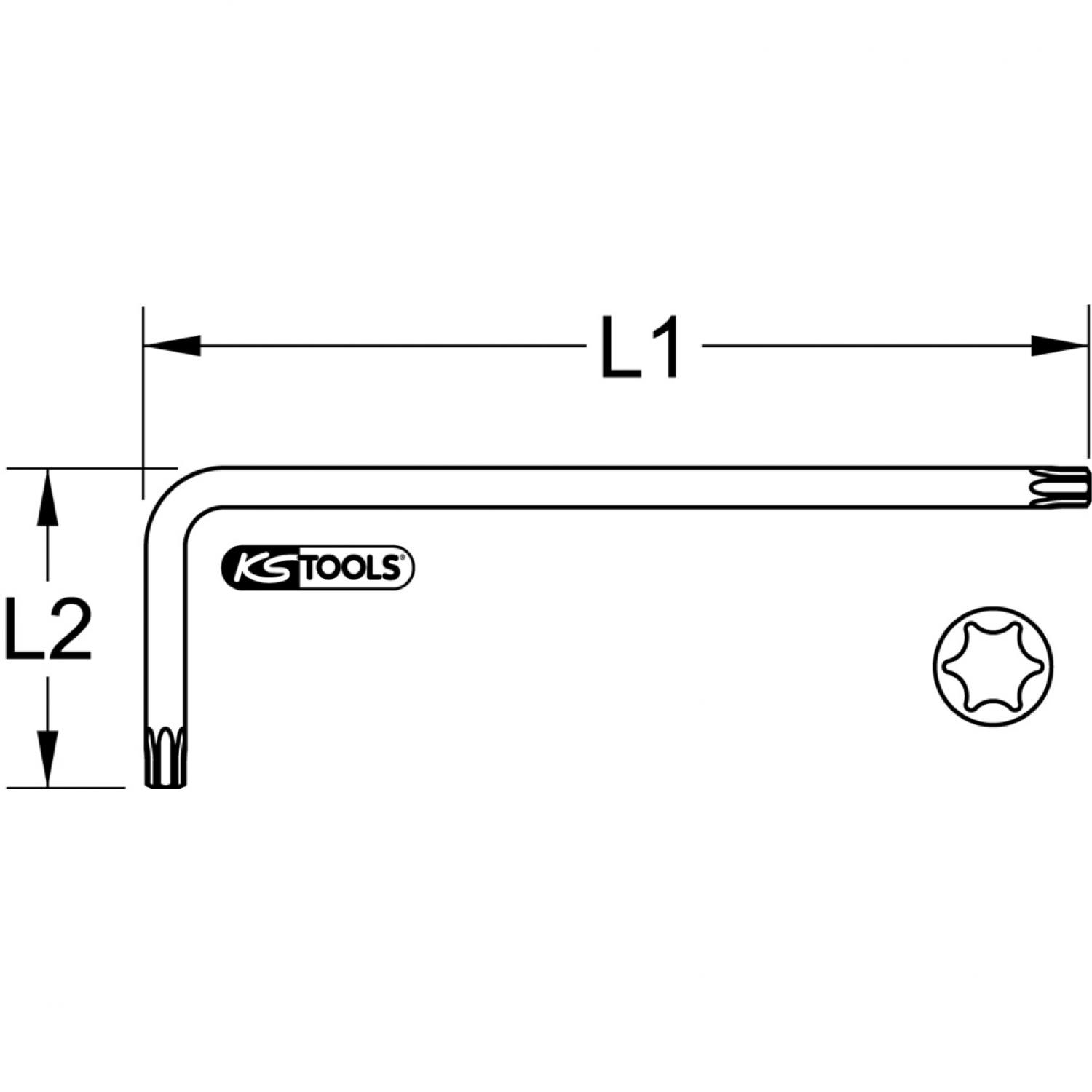 Угловой штифтовой ключ ТХ с шаровой головкой, XL, T55, фиолетовый
