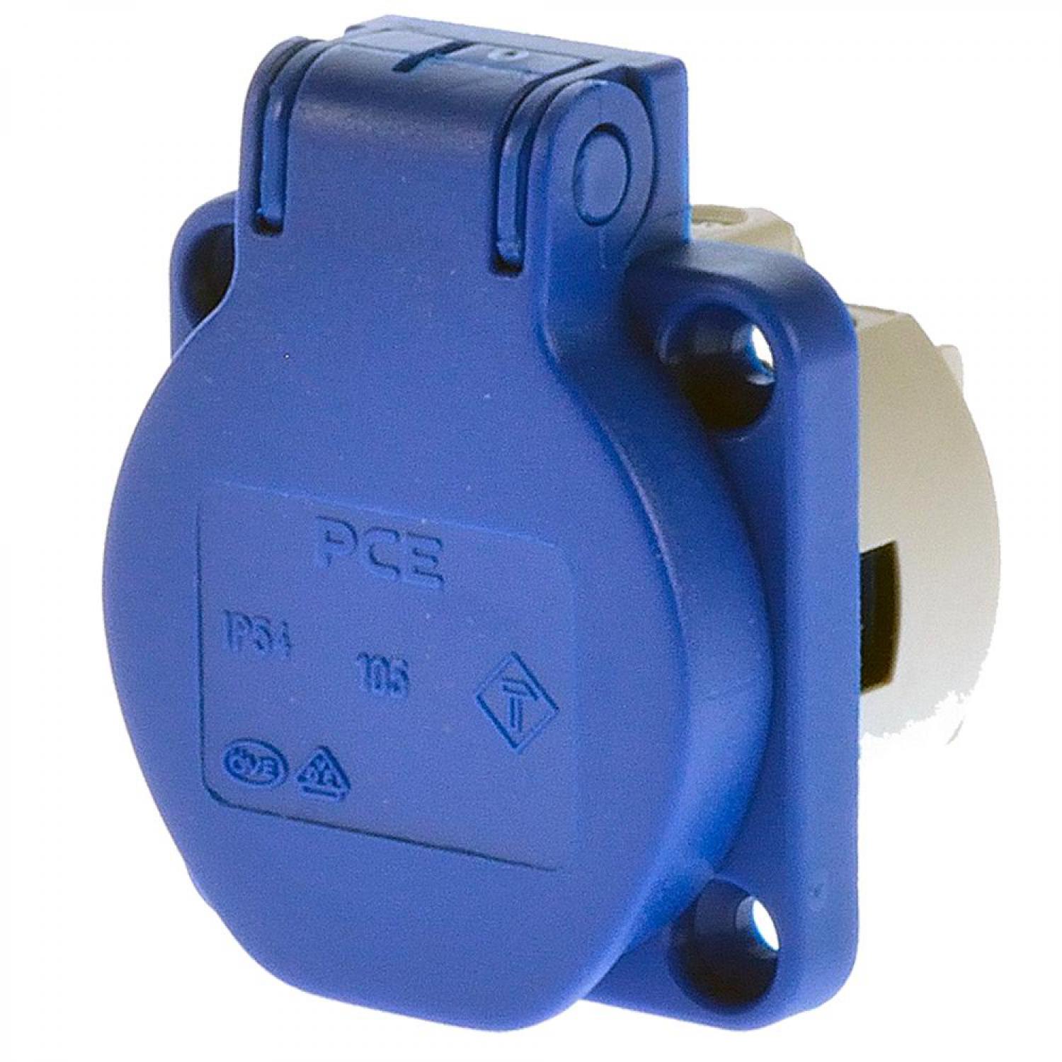 картинка Розетка панельная Schuko PCE 50×50 Blue от магазина "Элит-инструмент"