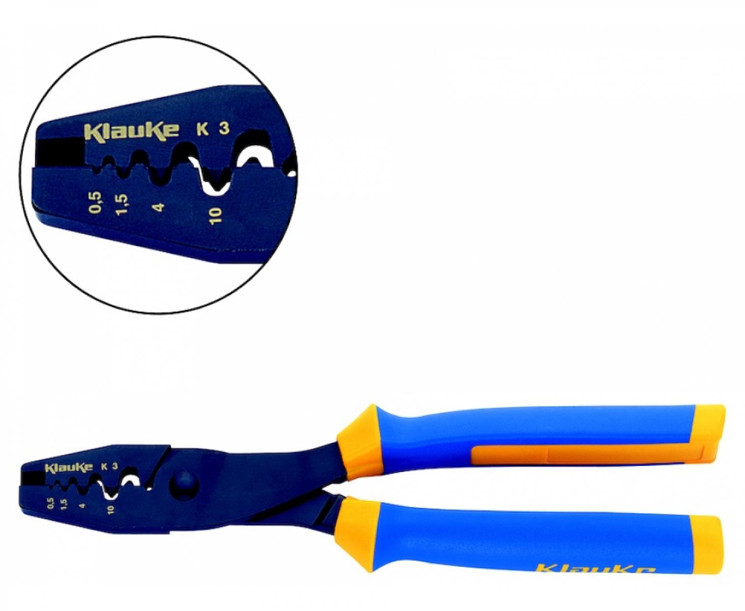 Пресс-клещи для втулочных наконечников 0,5–16 мм², вдавливающий обжим Klauke KLKK3