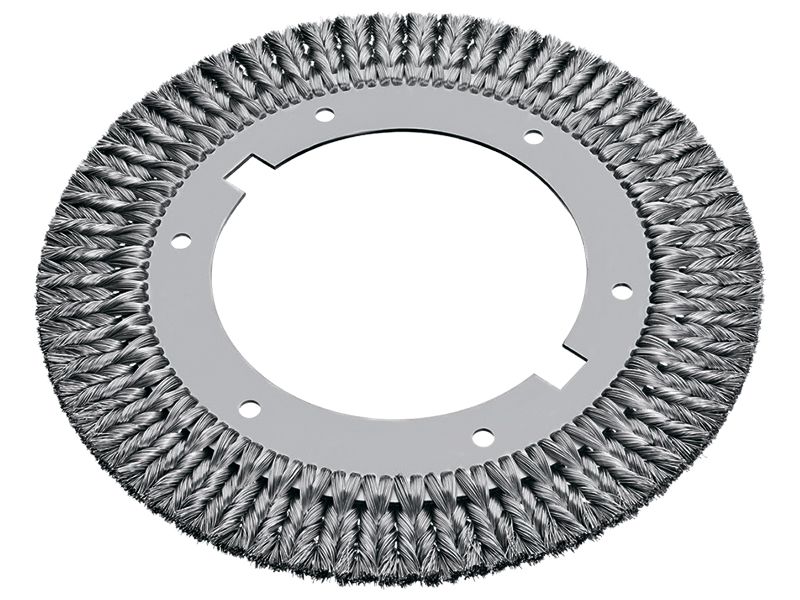Кольцевая щётка, стальная гофрированная проволока диаметр 390 мм ширина 13 мм ворс 0,63/0,80 мм с пазами 233 х 24