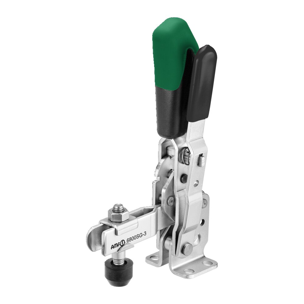 Вертикальный шарнирный зажим с зеленой ручкой и предохранительной защелкой АМF 557571