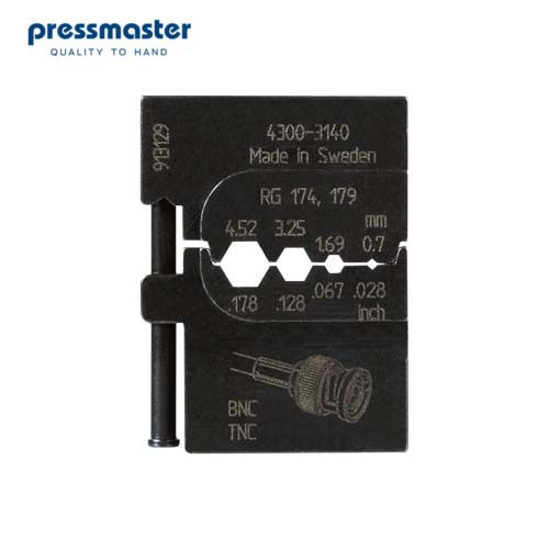 картинка PM-4300-3140 Матрица для опрессовки коаксиального кабеля: RG 174,179 (0.7 мм, 1.69 мм, 3.26 мм, 4.52 мм) от магазина "Элит-инструмент"