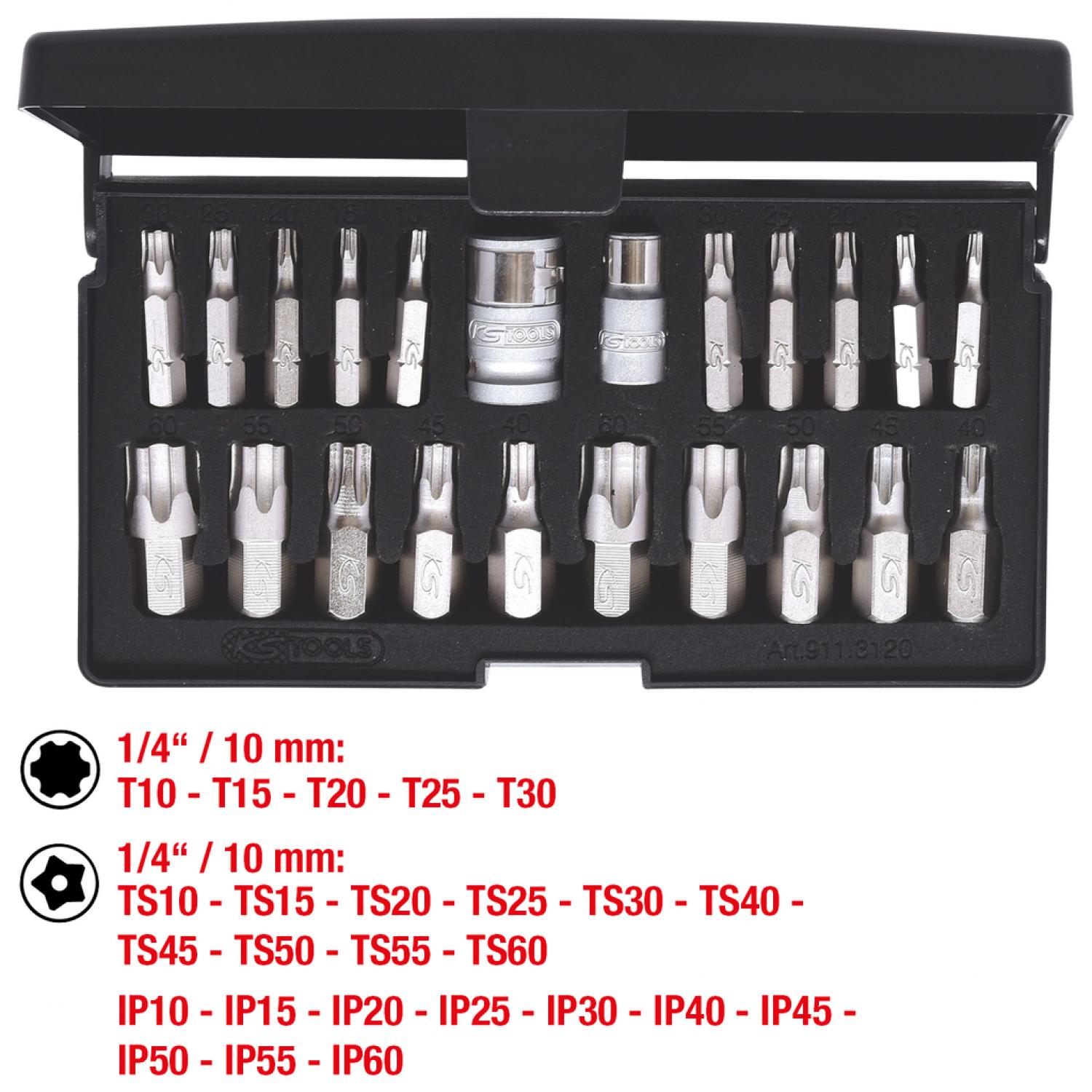 Комплект торцовых ключей с профилем Torx plus, 22 шт