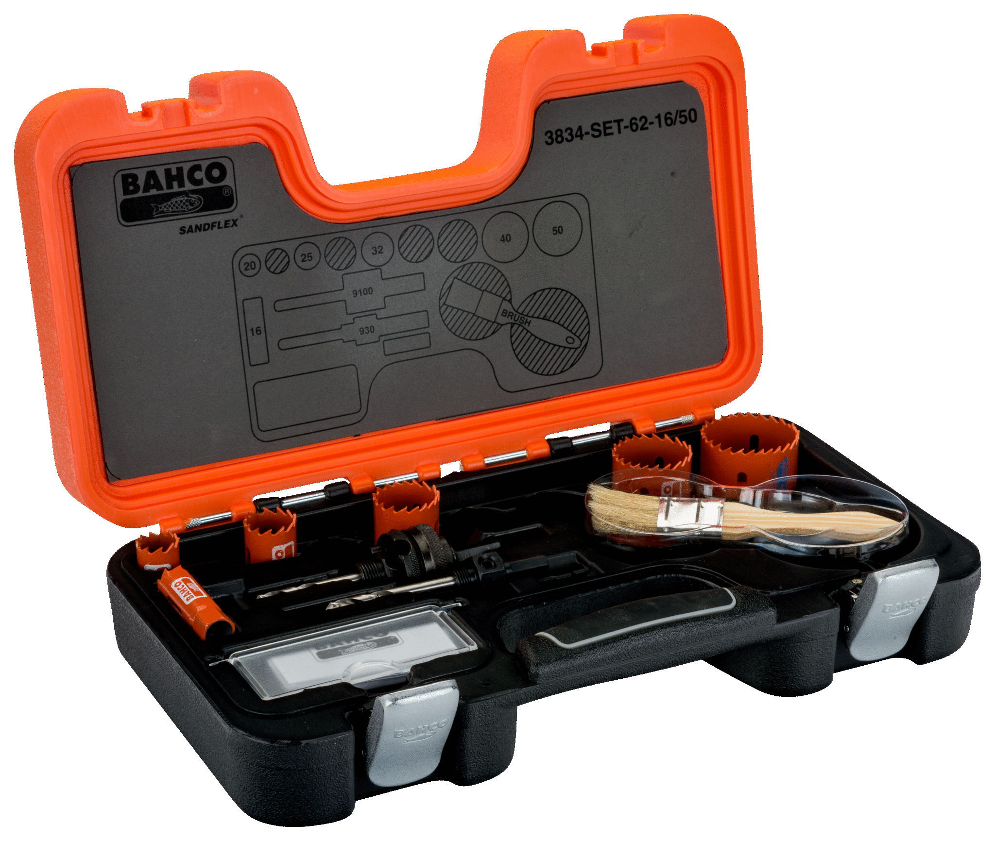 Наборы биметаллических кольцевых пил Sandflex BAHCO 3834-SET-62-16/50