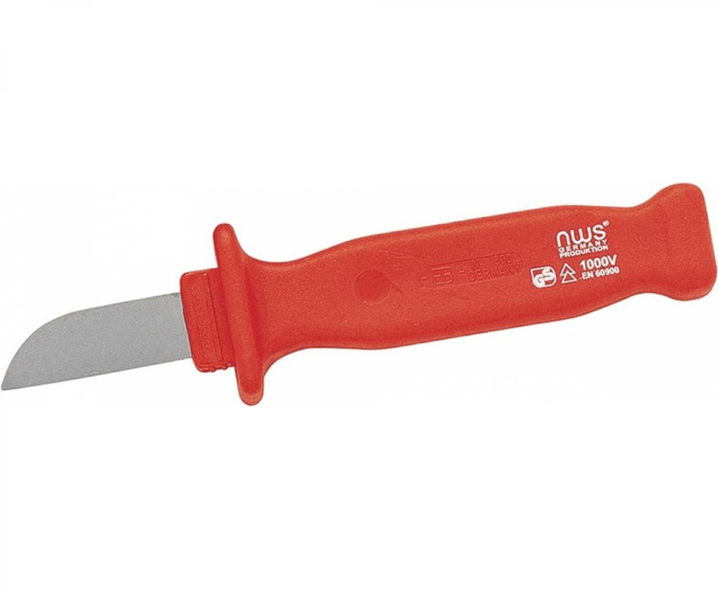 картинка Нож VDE с прямым толстым лезвием с защитным колпачком 200 мм NWS 2040 от магазина "Элит-инструмент"