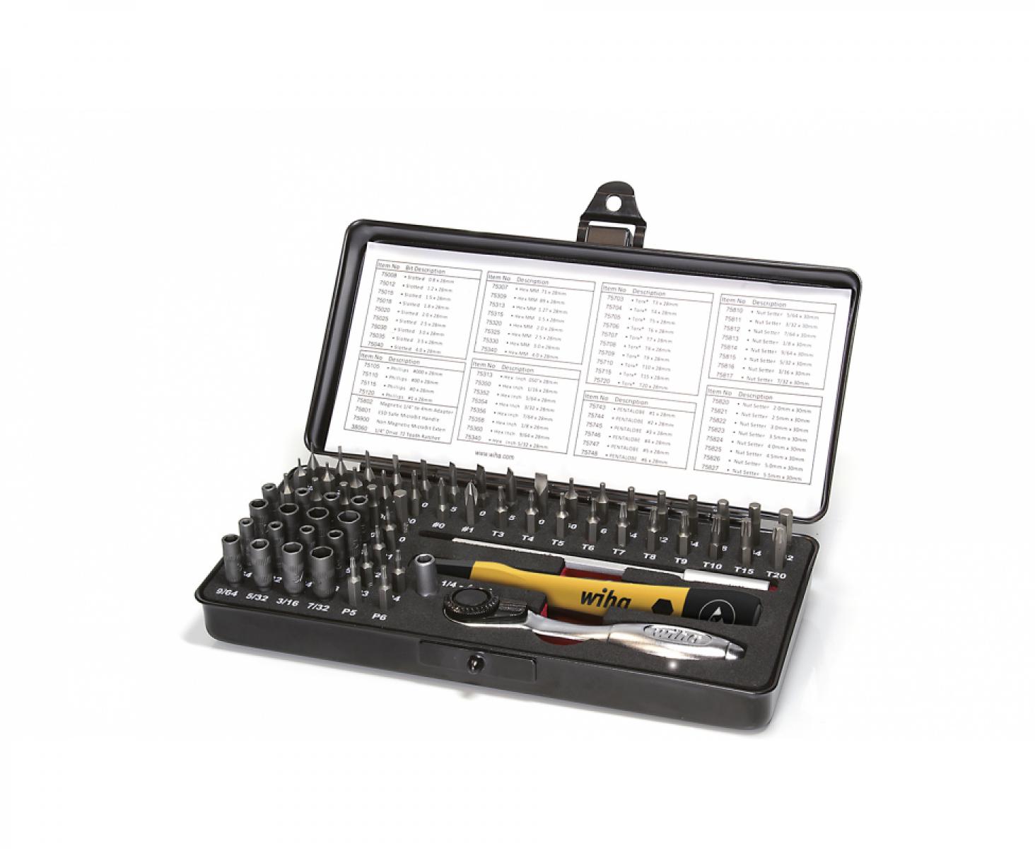 картинка Набор бит Wiha Micro bit Set 7000 SK65 ESD 39971 65 предметов от магазина "Элит-инструмент"