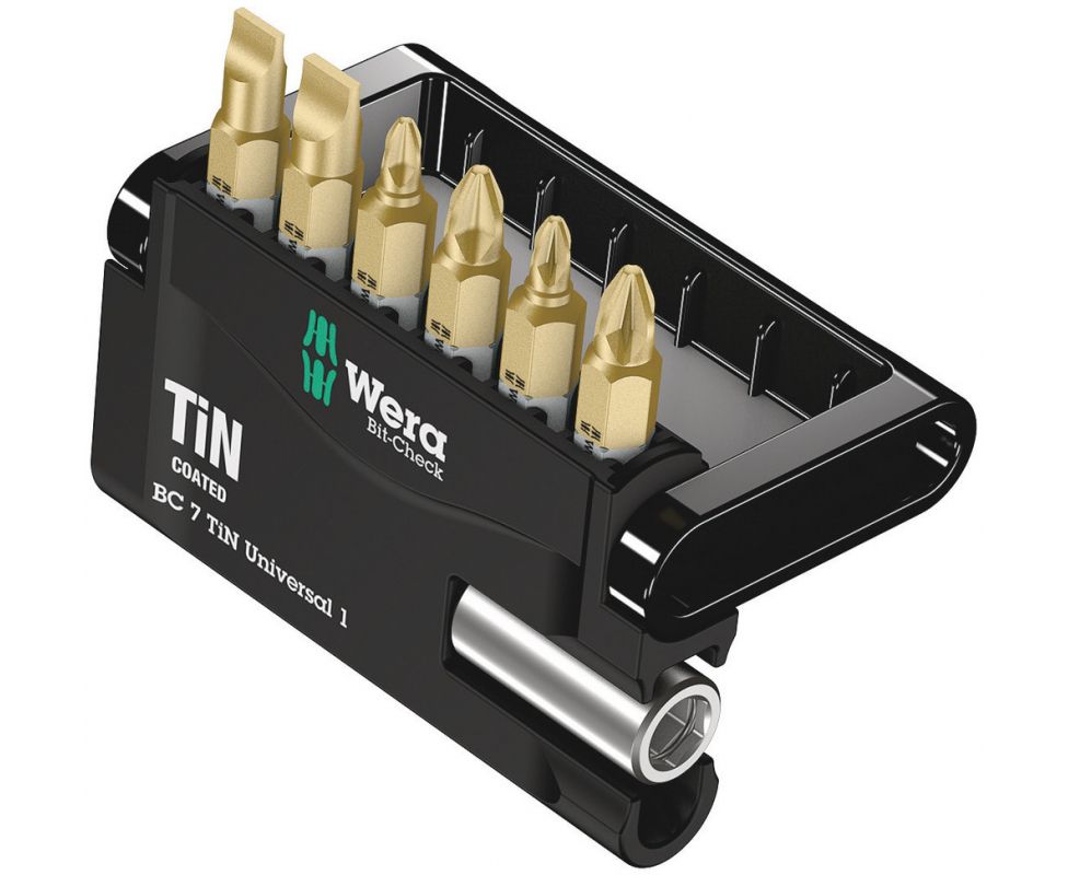 Bit-Check 7 TiN Universal 1 Набор насадок (PH, PZ, SL) и держатель Wera WE-056285