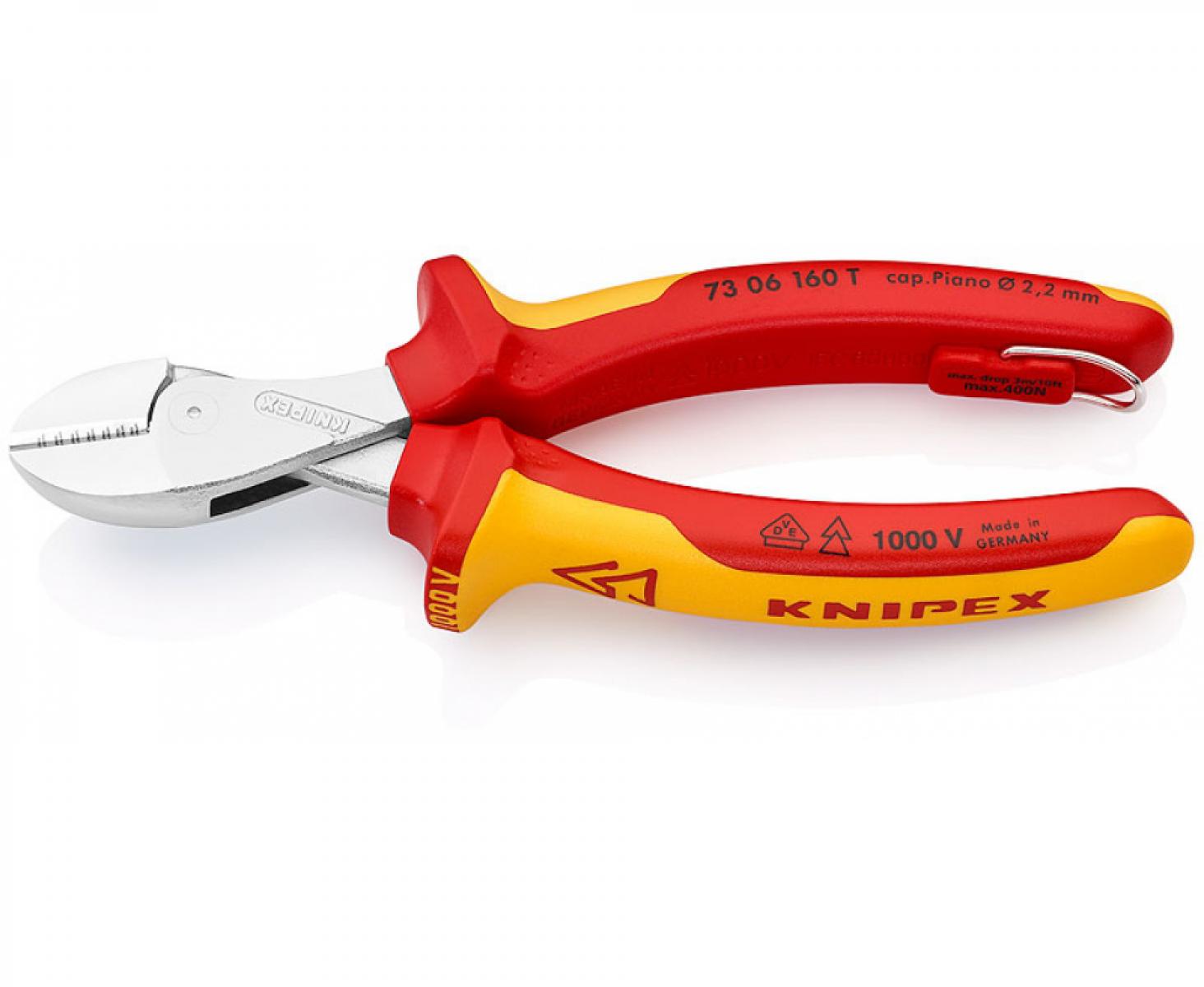 KNIPEX X-Cut VDE компактные кусачки боковые с высокой передачей усилия KN-7306160TBK со страховочным креплением