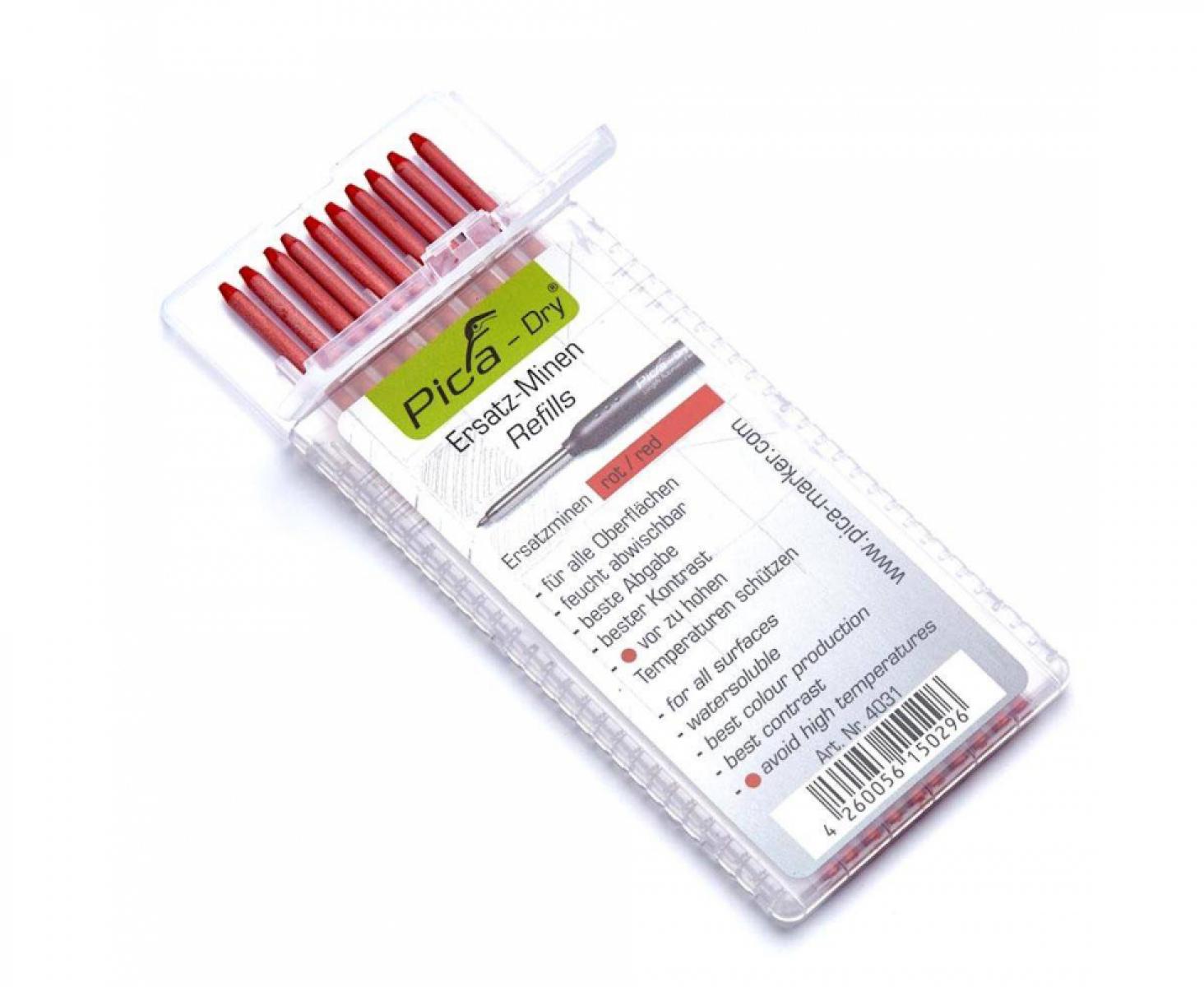 картинка Грифели для карандаша Pica-Dry красные Pica 4031 10 пр. от магазина "Элит-инструмент"