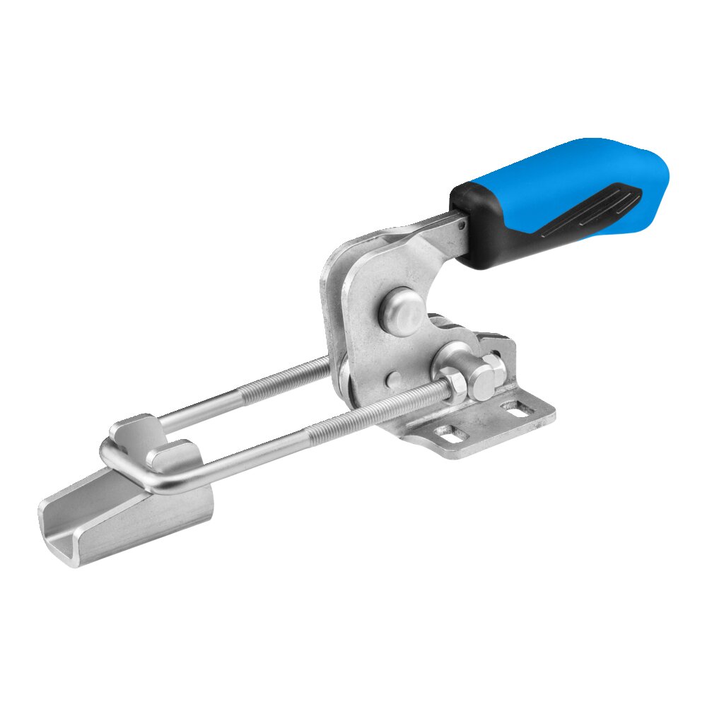 Горизонтальный шарнирный зажим типа крюка с синей ручкой и предохранительной защелкой АМF 557752