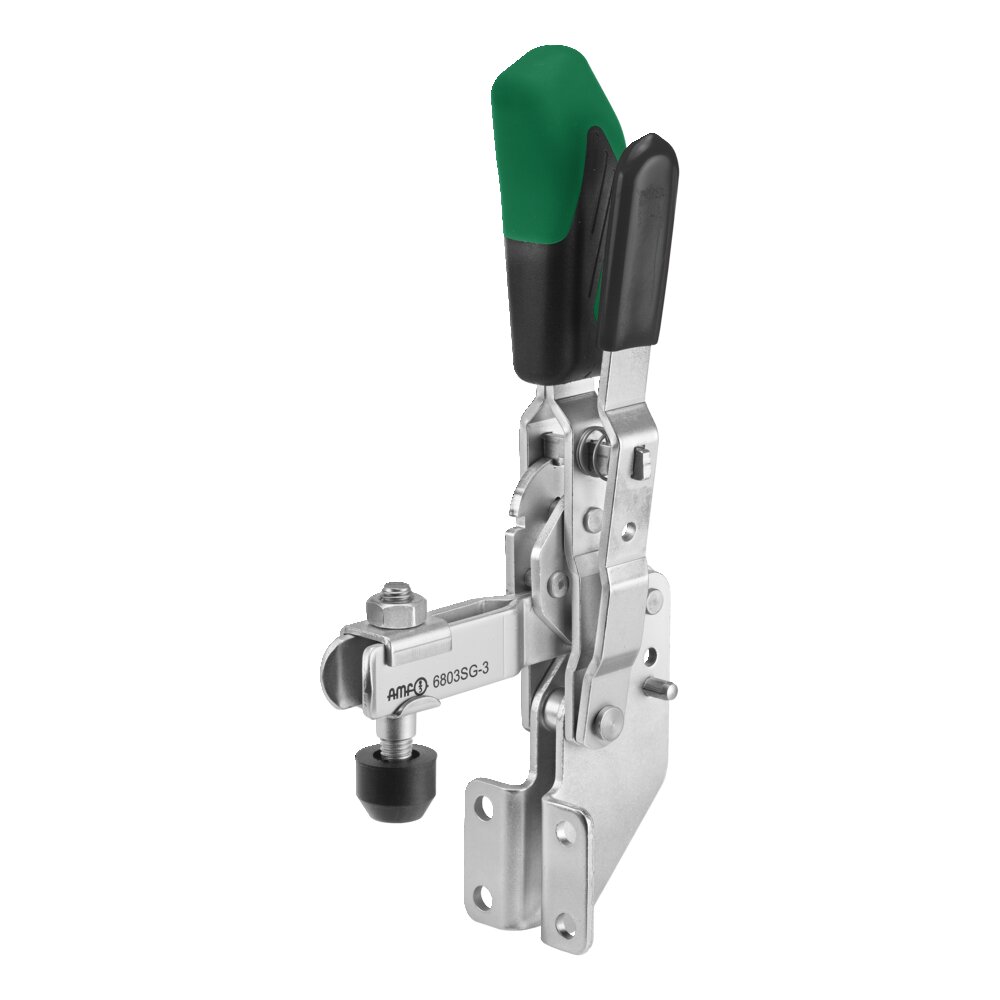 Вертикальный шарнирный зажим с зеленой ручкой и предохранительной защелкой АМF 557576