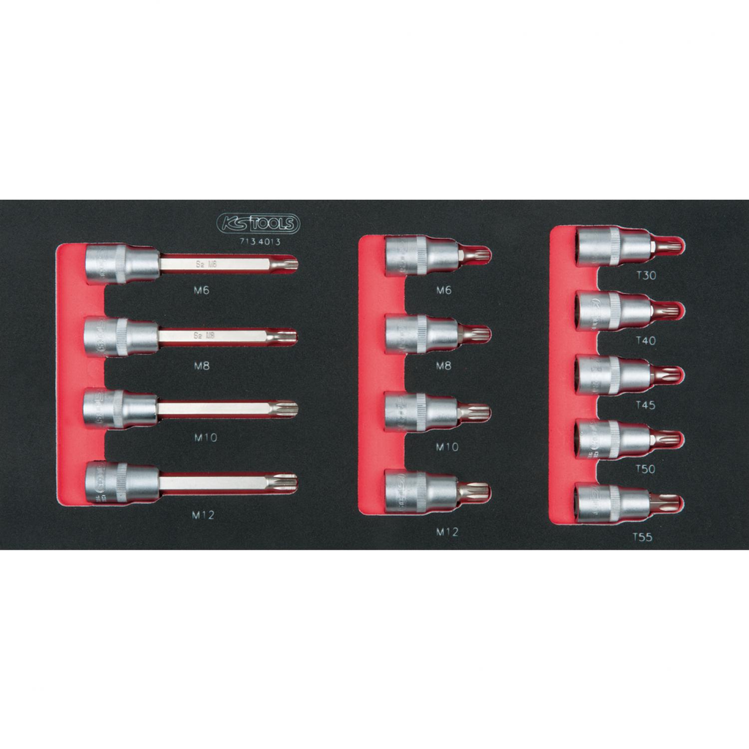 Комплект торцовых головок с битами SCS 1/2", 13 шт, во вкладке на 1/3 инструментального ящика