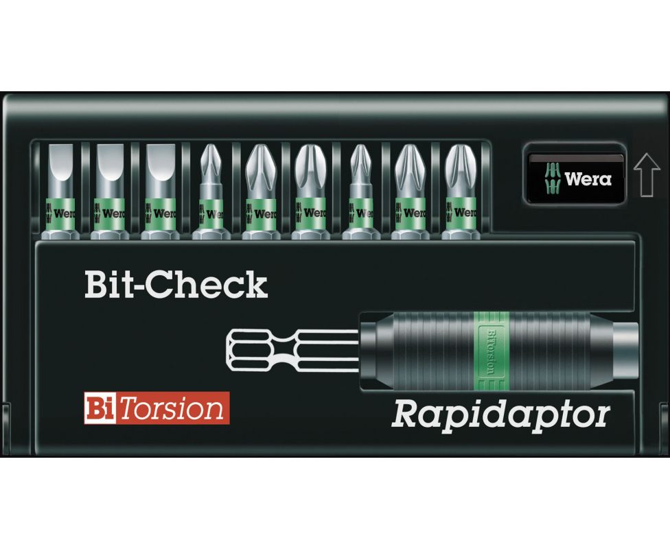 Набор насадок SL PH, PZ 8700-9 PH/BTZ Bit-Check BiTorsion Wera WE-135957 10 пр.