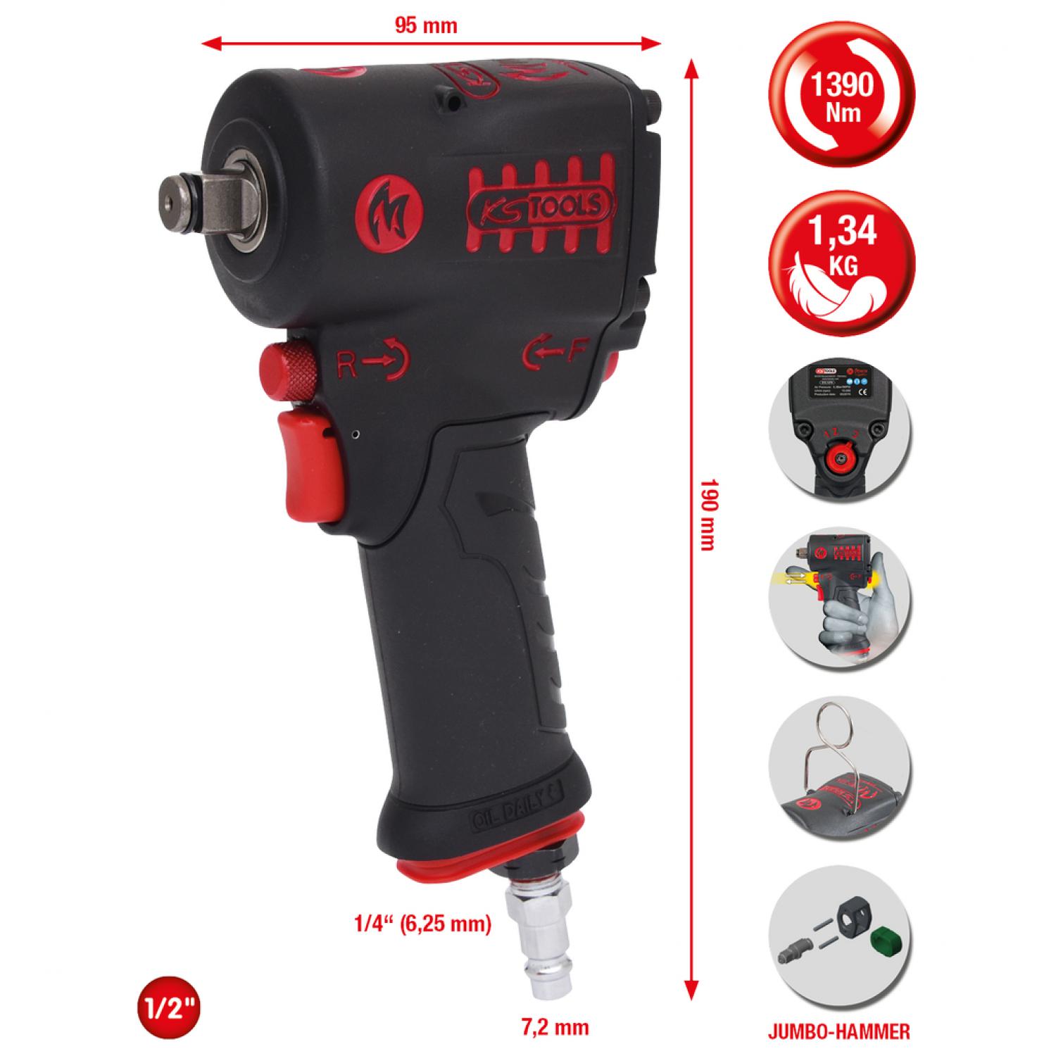 Мощный пневматический винтоверт miniMONSTER 1/2" 1390 Нм