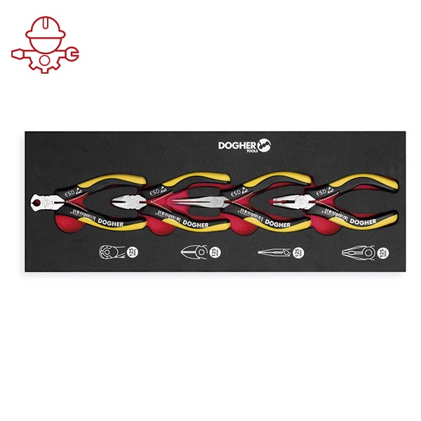 картинка Набор плоскогубцев для электроники для работ с электронными компонентами, антистатические ESD Dogher 237-080 от магазина "Элит-инструмент"