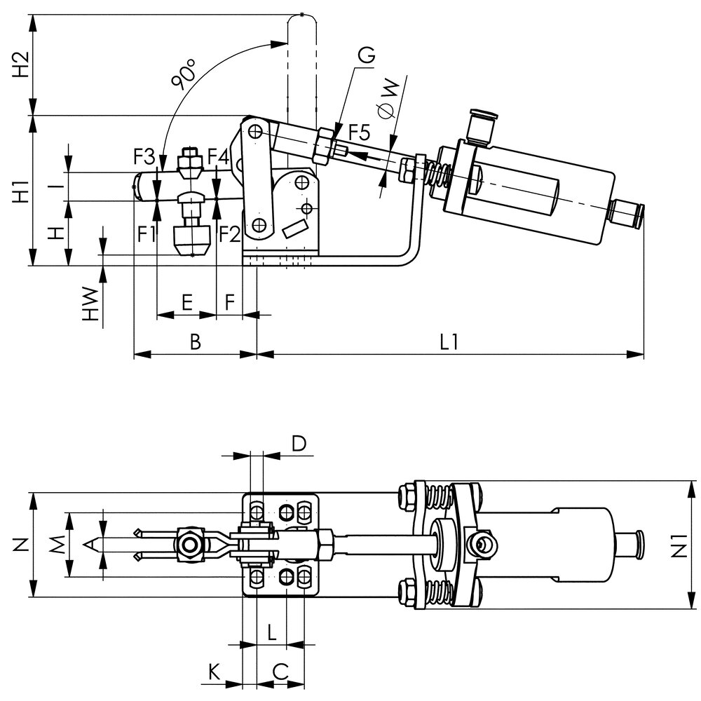 картинка Пневматический зажим АМF 559791 от магазина "Элит-инструмент"