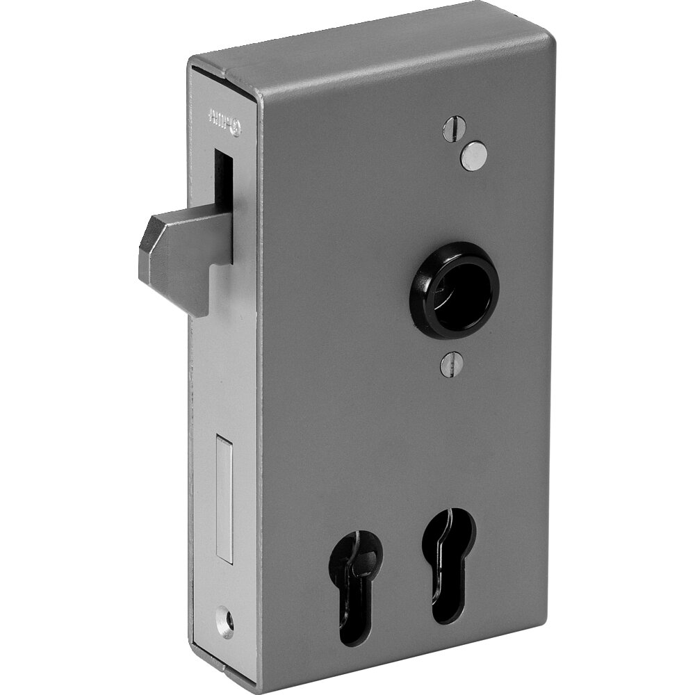 Корпус замка раздвижной двери на два профильных цилиндра, металлический АМF 16212