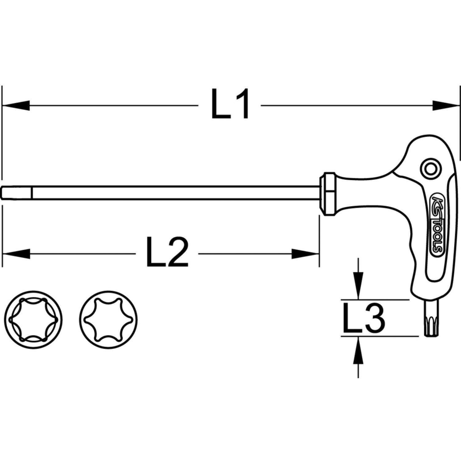 картинка Угловой штифтовой ключ с Т-образной рукояткой, профилем Torx и шаровой головкой, T10 от магазина "Элит-инструмент"