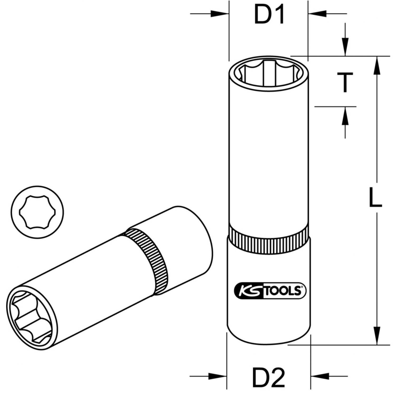 картинка Шестигранная торцовая головка 1/4“, длинная, 11/32'' от магазина "Элит-инструмент"
