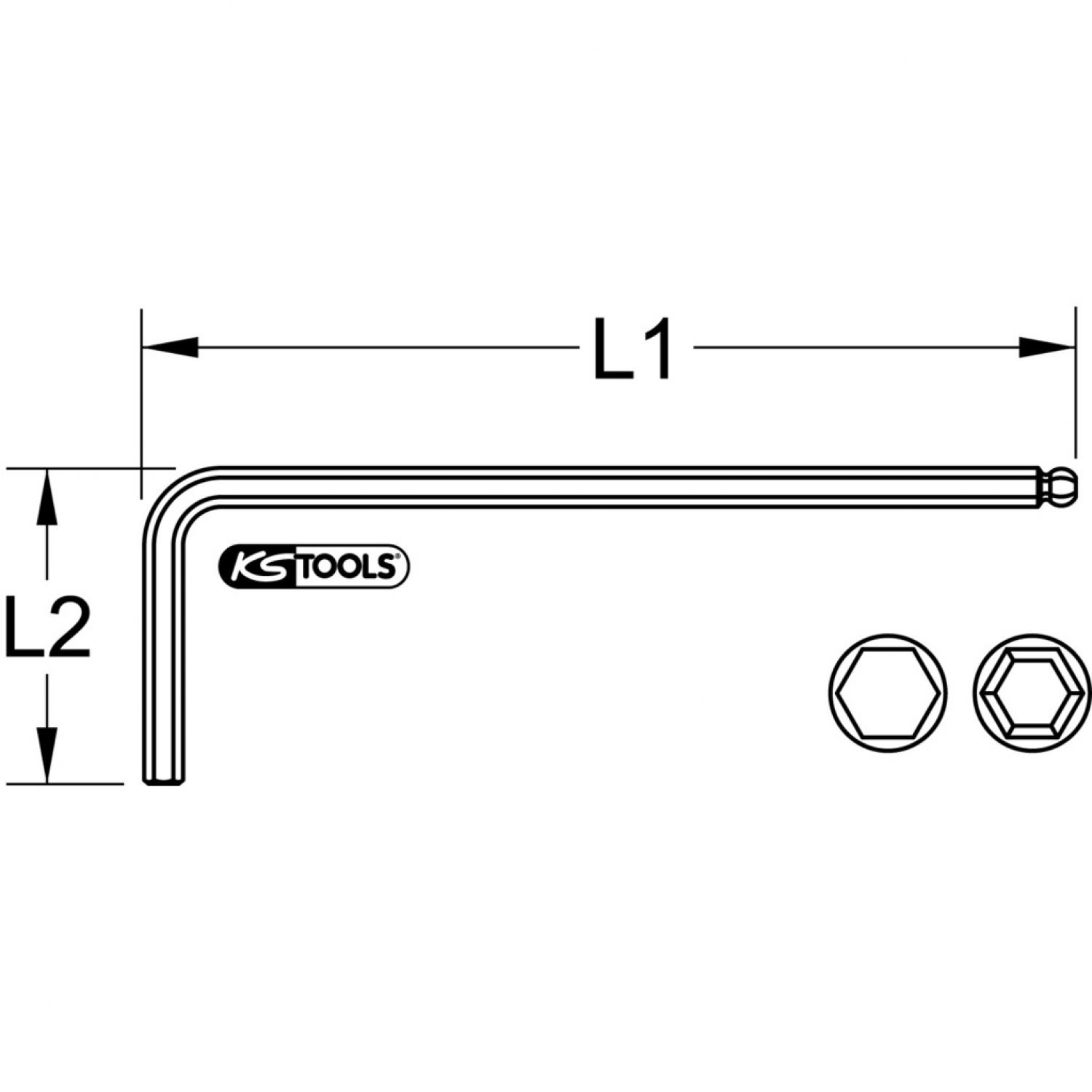 картинка Угловой штифтовой ключ с внутренним шестигранником и шаровой головкой, с фосфатированной поверхностью, длинный, 5 мм от магазина "Элит-инструмент"