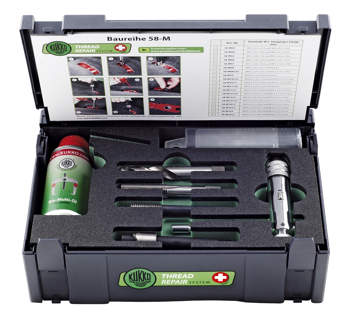 картинка Набор для восстановления резьбы KUKKO Thread Repair System, в футляре TANOS Systainer® Kukko 58-M03 от магазина "Элит-инструмент"