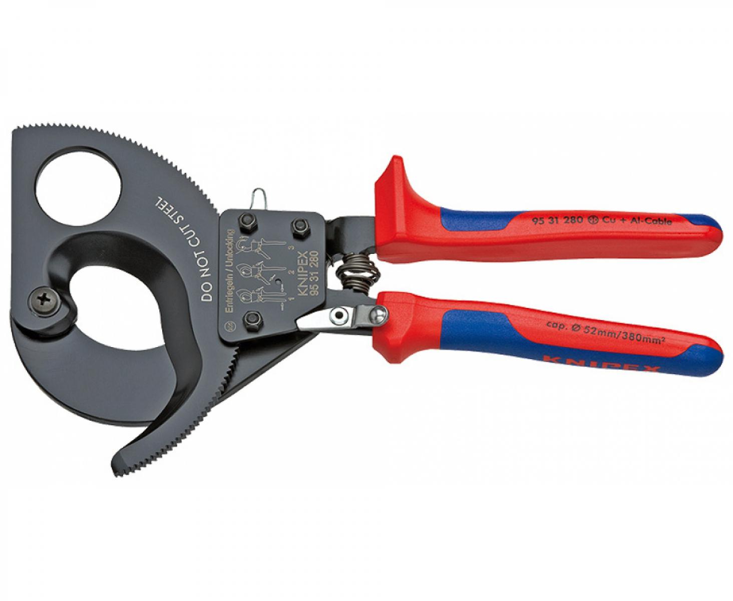 картинка Ножницы для резки кабелей (по принципу трещотки) Knipex KN-9531280 от магазина "Элит-инструмент"