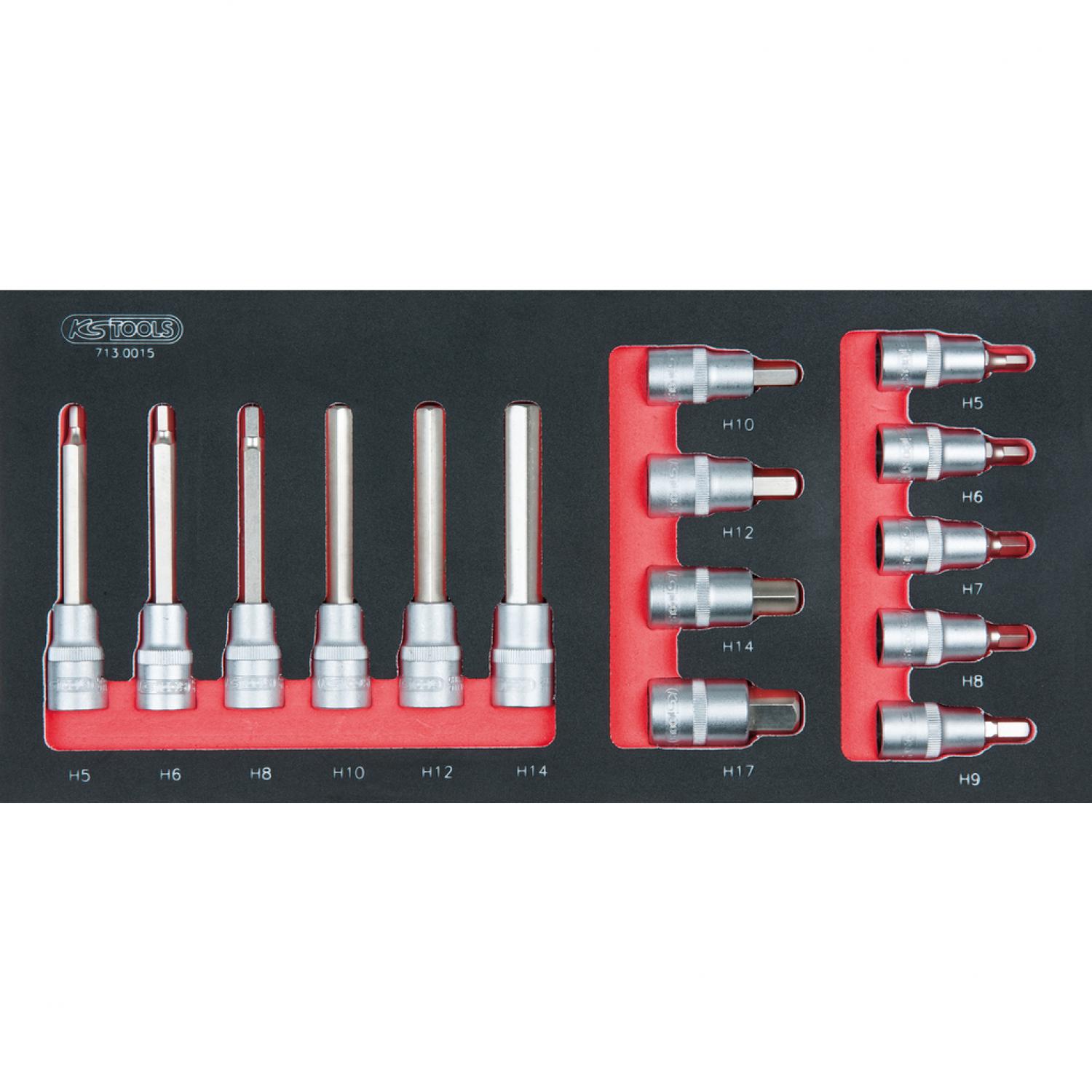 картинка Комплект торцовых головок с битами SCS 1/2", 15 шт, во вкладке на 1/3 инструментального ящика от магазина "Элит-инструмент"