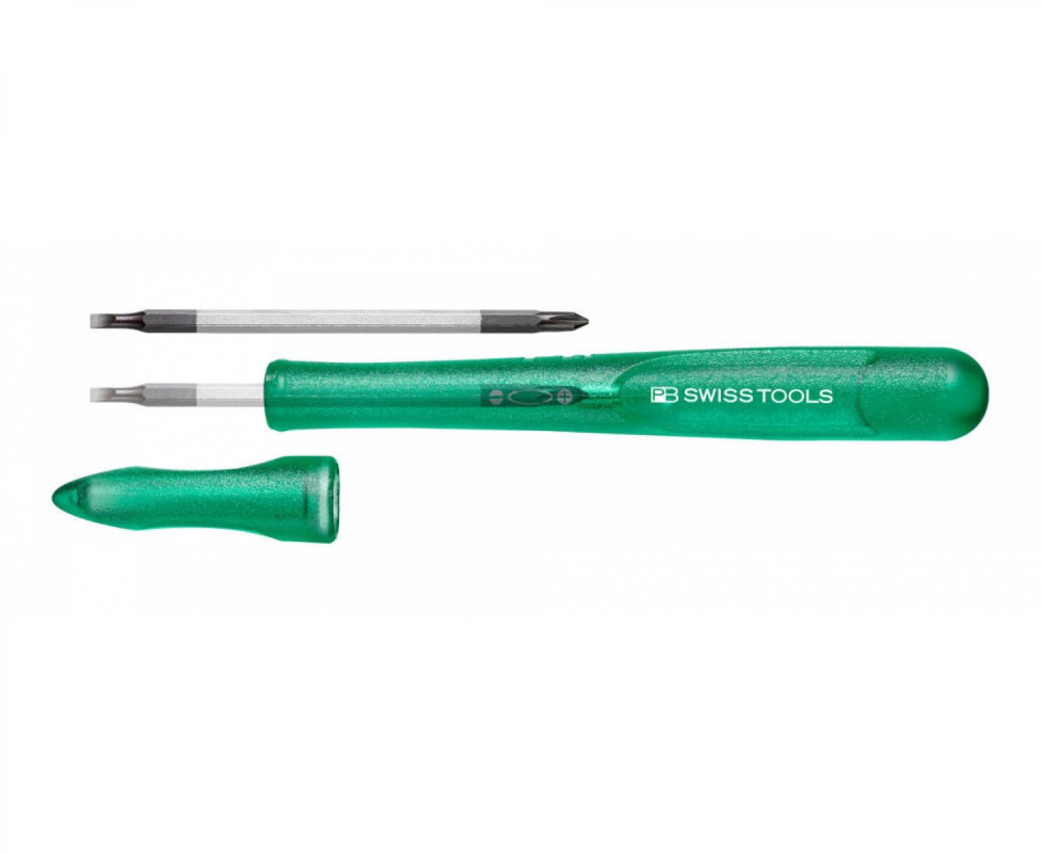 картинка Отвертка прецизионная прецизионная PB Swiss Tools со сменным жалом SL PH PB 168.00-30 GR зеленая от магазина "Элит-инструмент"