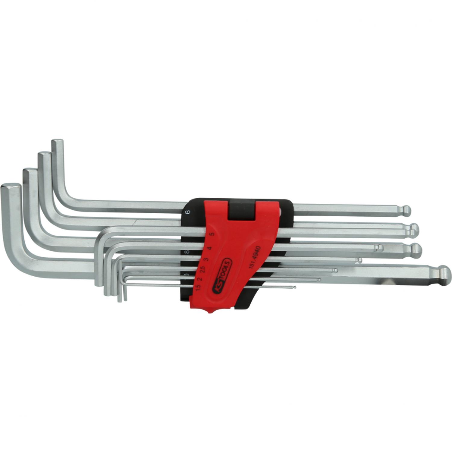 Комплект угловых штифтовых ключей с внутренним шестигранником и шаровой головкой, XL, 10 шт