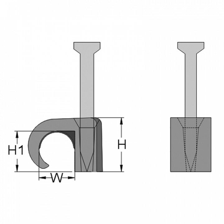 картинка Скоба с гвоздем для круглого кабеля, 22-26, цвет белый (упак. 50 шт.) от магазина "Элит-инструмент"