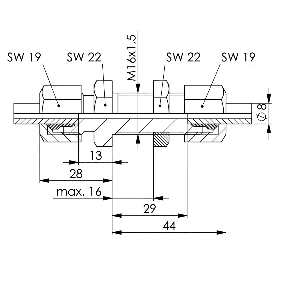 картинка Фитинг для переборки, прямой, сверхпрочный АМF 131631 от магазина "Элит-инструмент"