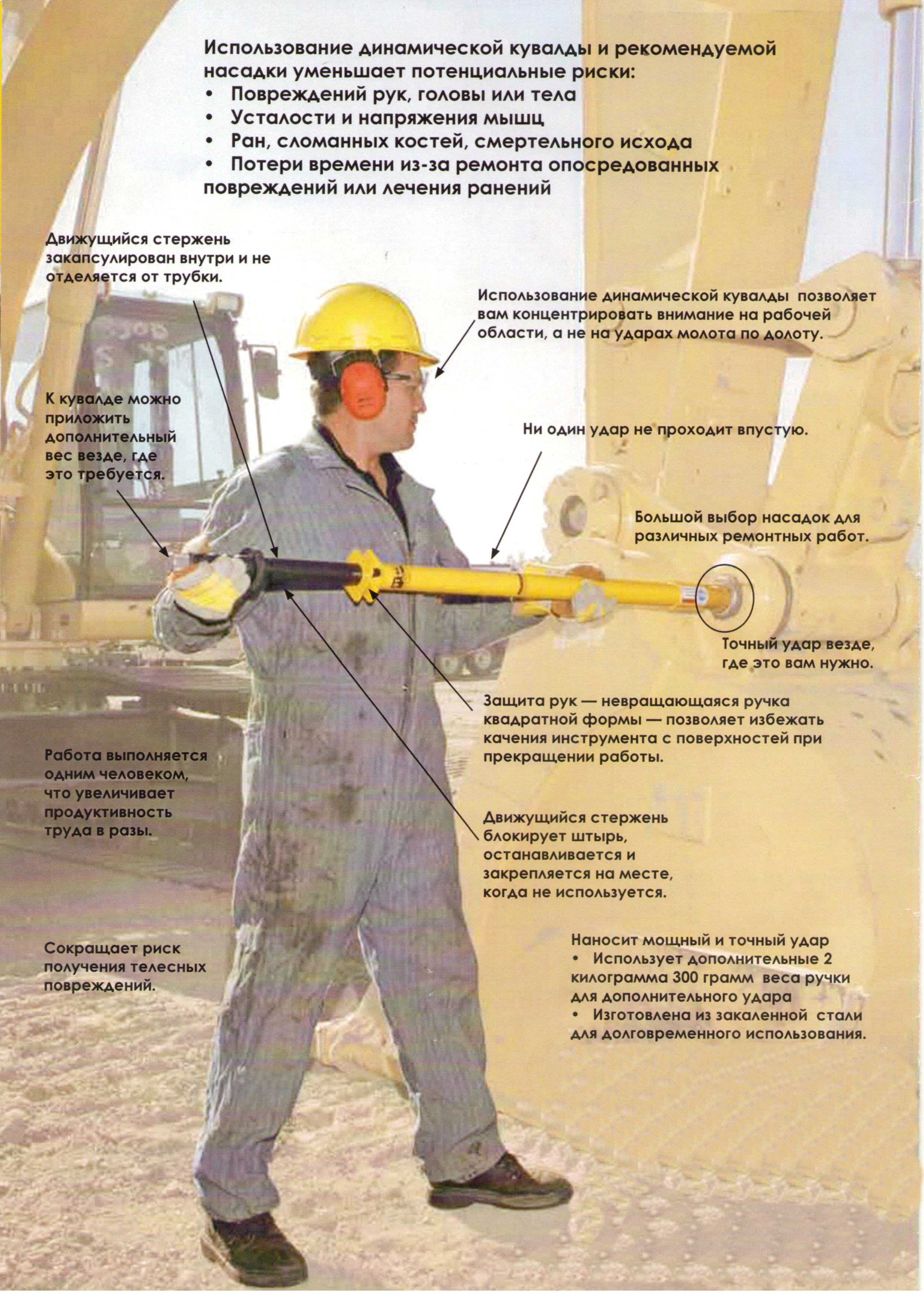 картинка Динамическая кувалда 29052 21LB46 с набором 6 насадок и утяжелителем Slide Sledge SS_211403 (46 lbs/20 кг) от магазина "Элит-инструмент"